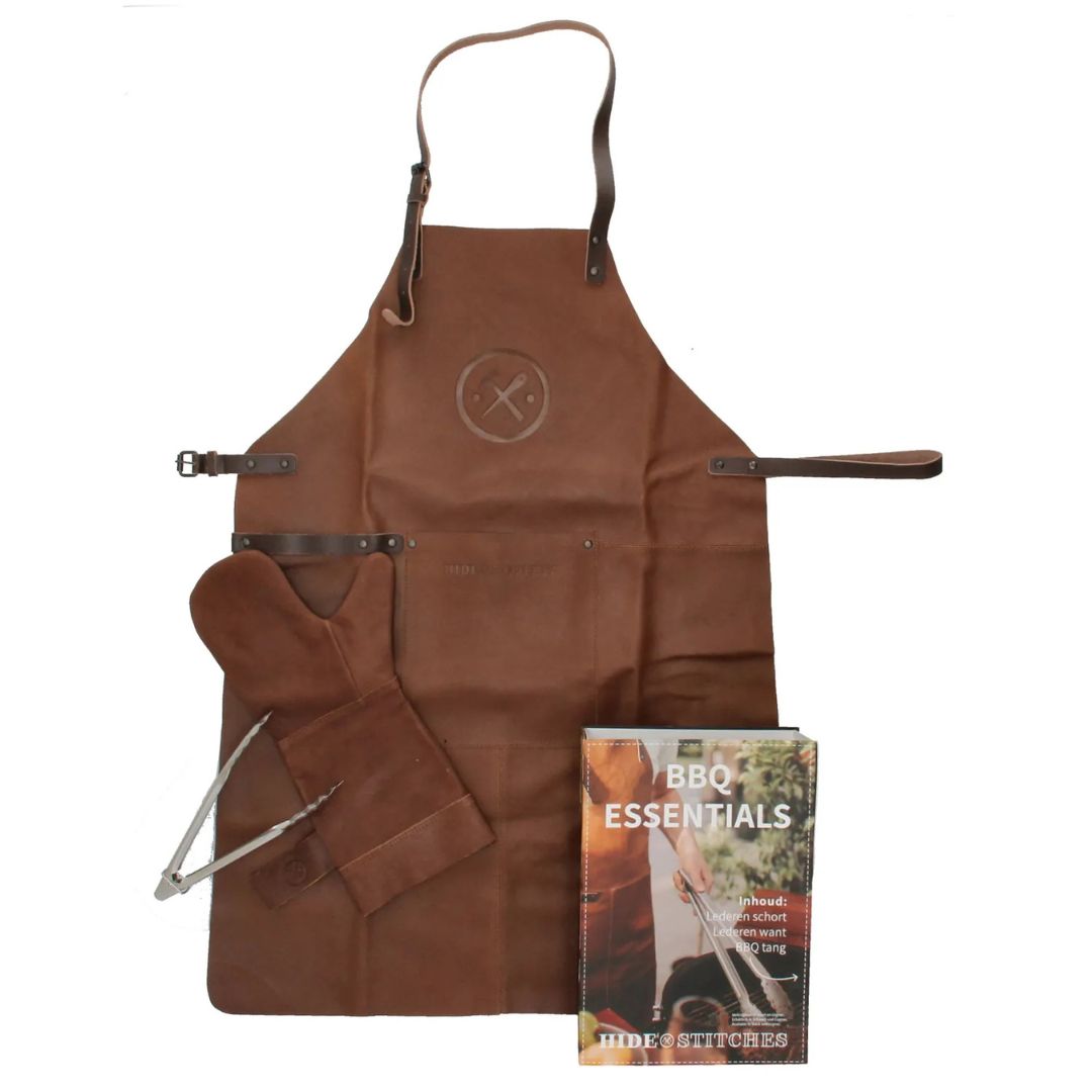 Hide & Stitches BBQ Schort set inclusief BBQ handschoen en tang