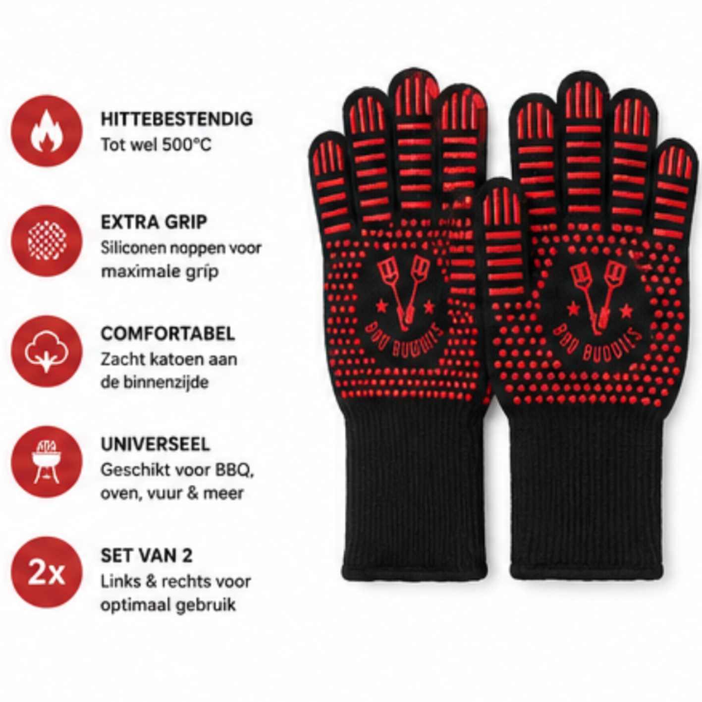 BBQ Handschoenen Rood
