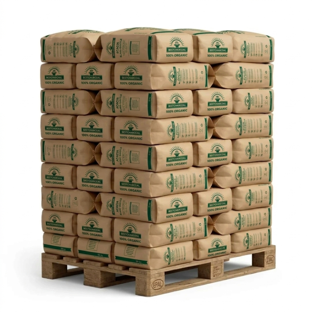 Bestcharcoal Acacia houtskool pallet 36 zakken 10kg horeca kwaliteit